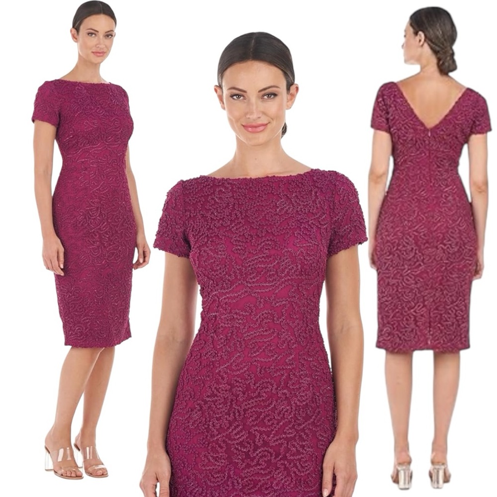 JS Collection Womens Melanie Short Sleeve Midi Dress Dress Size 6